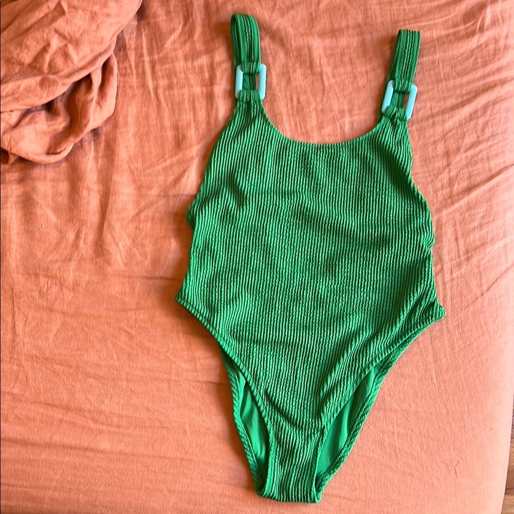 Aerie Green Ribbed One Piece Swimsuit